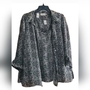 Kathy Che - XL 2 Piece Black and White Zebra Print Blouse